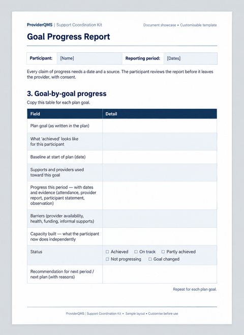 Goal Progress Report — reformatted document showcase